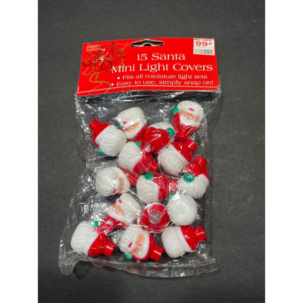 Holiday Traditions 15 Santa Mini Light Covers Christmas Decor Red White 6901 NEW